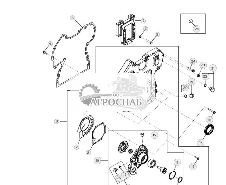 4446 Крышка распределительных шестерен и водяной насос - ST151840 145.jpg